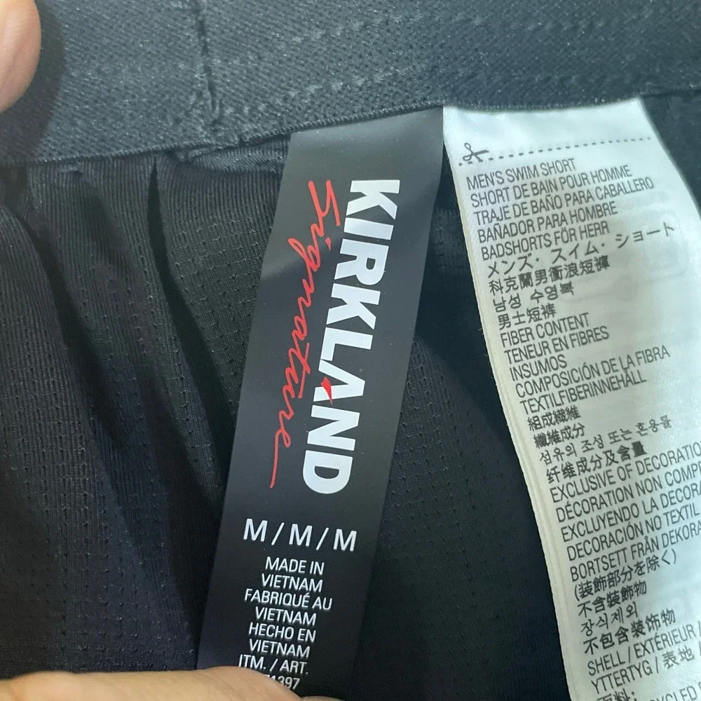 NWOT Kirkland Signature Swim Shorts Men's M Black Polyester